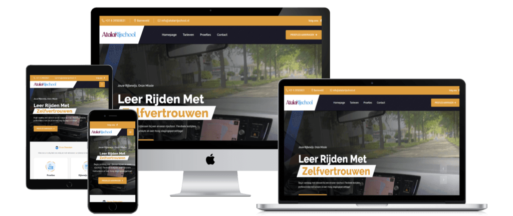 Atalar Rijschool website mockup