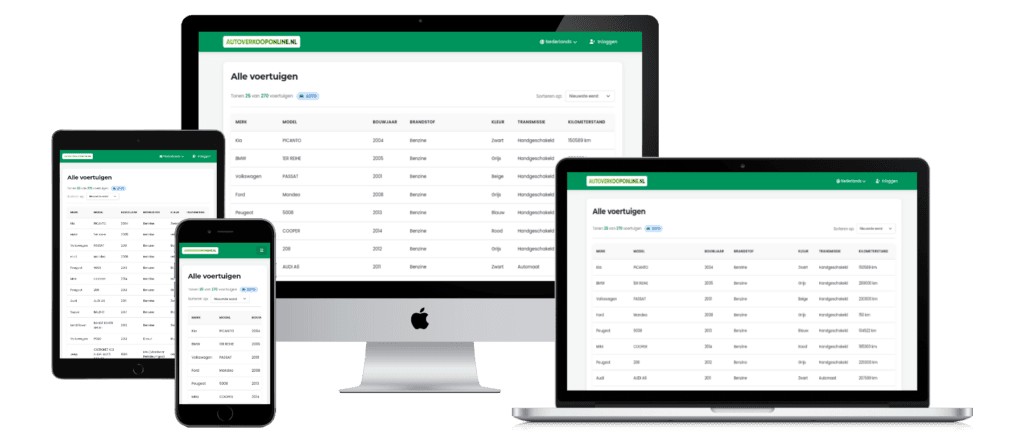 Auto Verkoop Online — Dealer website mockup
