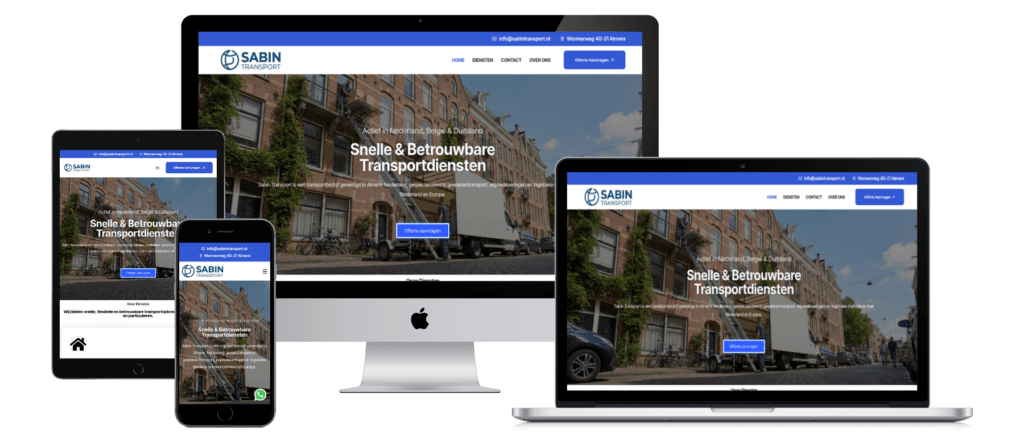 Sabin Transport website mockup