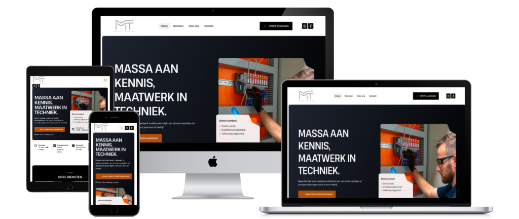 Massa Techniek website mockup