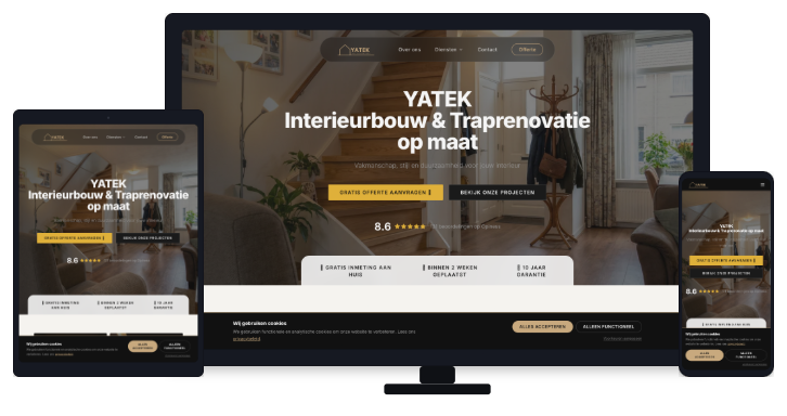 Yatek Interieurmaker website mockup
